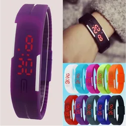 New Digital LED Watches Candy Color Silicone Rubber Touch Screen Digital Watches Women Men Children Bracelet Sports Wrist Watch