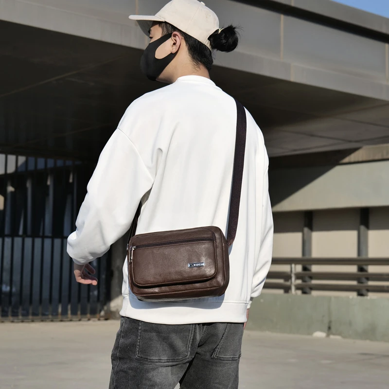 

Large Capacity Pu Leather Bags Man Messenger Bag Shoulder Bag Man High Quality Man Bag Solid Color Multifunction Waterproof Bag