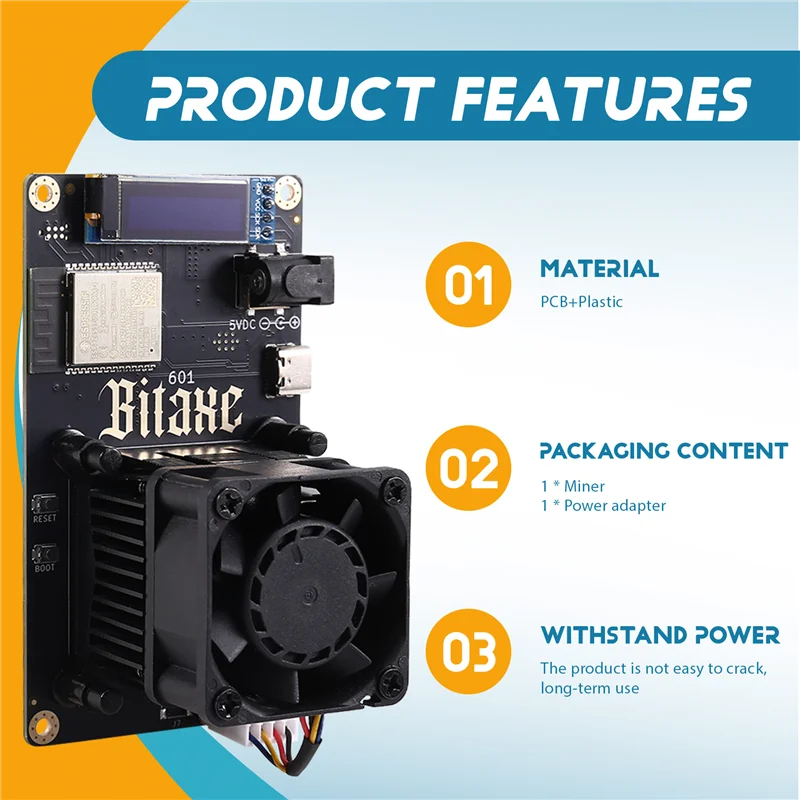 -BOFF Bitaxe Gamma 601 Solo Miner 1,2TH/S 18 Вт BM1370 Asic Chip от Antminer S21 Pro Bitcoin BTC Miner Материнская плата EU PLUG