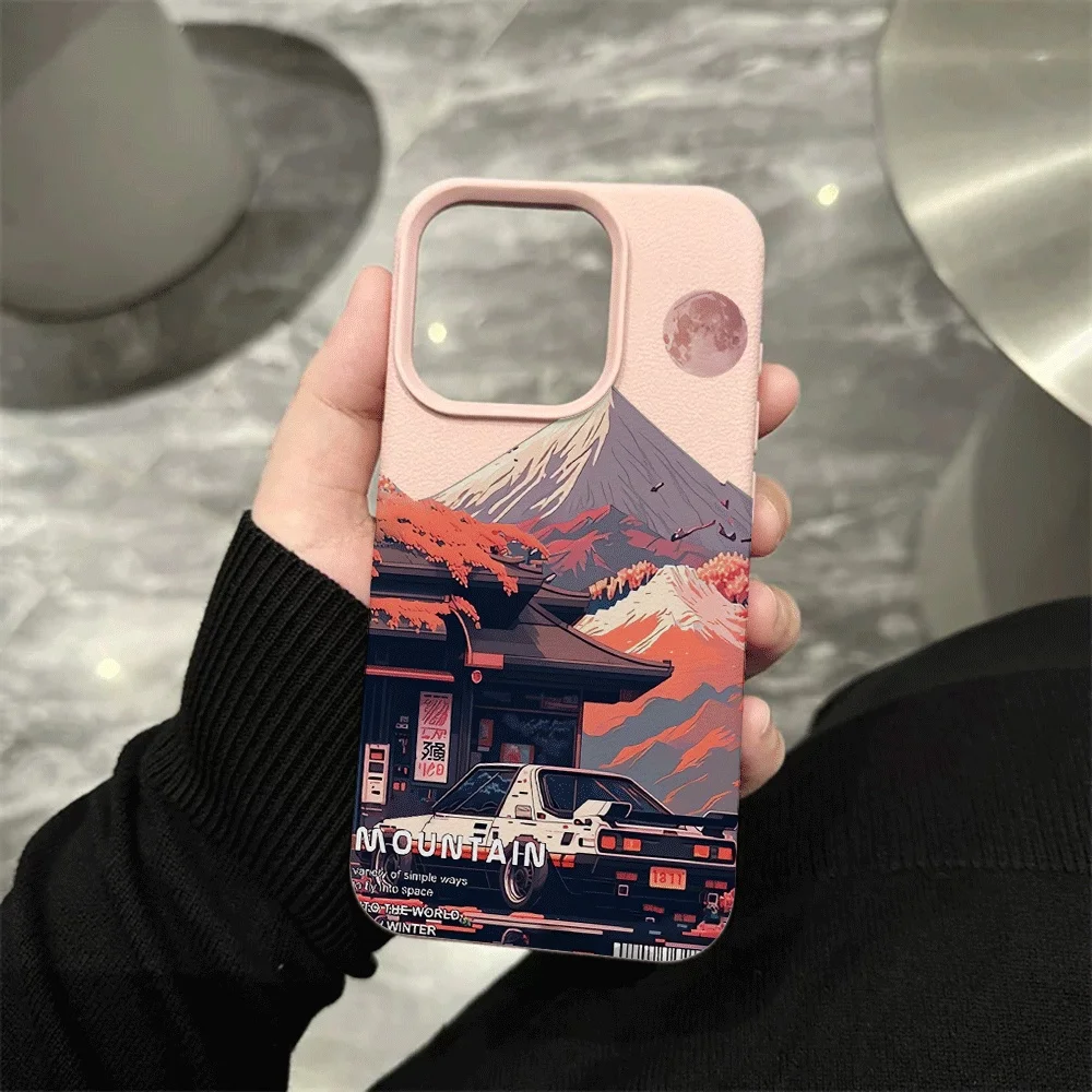 Mount Fuji Sportwagen Handyhülle für iPhone 17 16 15 14 13 12 Pro Max 16 15 14 Plus 17 16 15 14 Pro 17Air Silikon Matte Hülle – Detail 7
