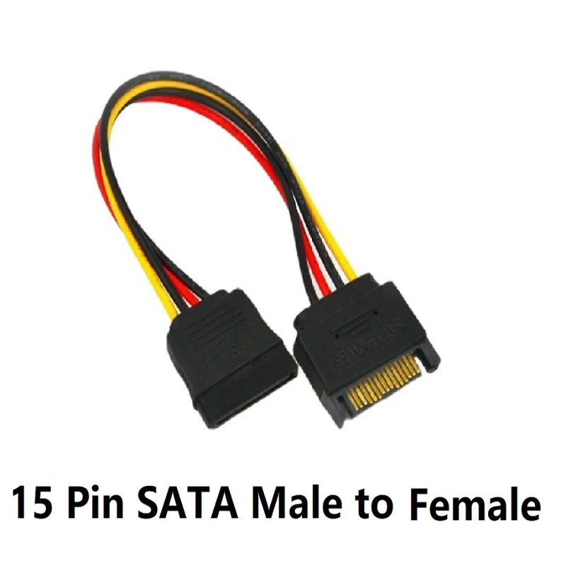 سلك طاقة SATA لـ HDD SSD ، خط كابلات الطاقة ، SATA 15Pin ، ذكر إلى 15P أنثى ، موسع تمديد الطاقة