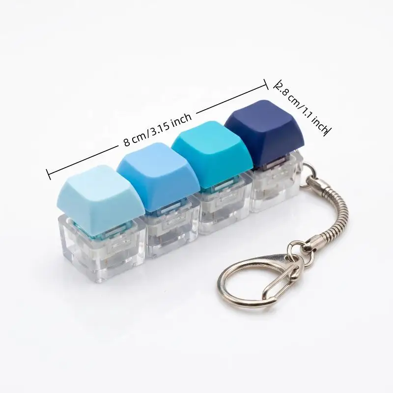 4-Tasten-Tastenkappen-Tastatur-Fidget-Schlüsselanhänger, Stressabbau-Fidget-Clicker-Spielzeug, Dekompressions-Spielzeug, Taschenanhänger – Detail 9