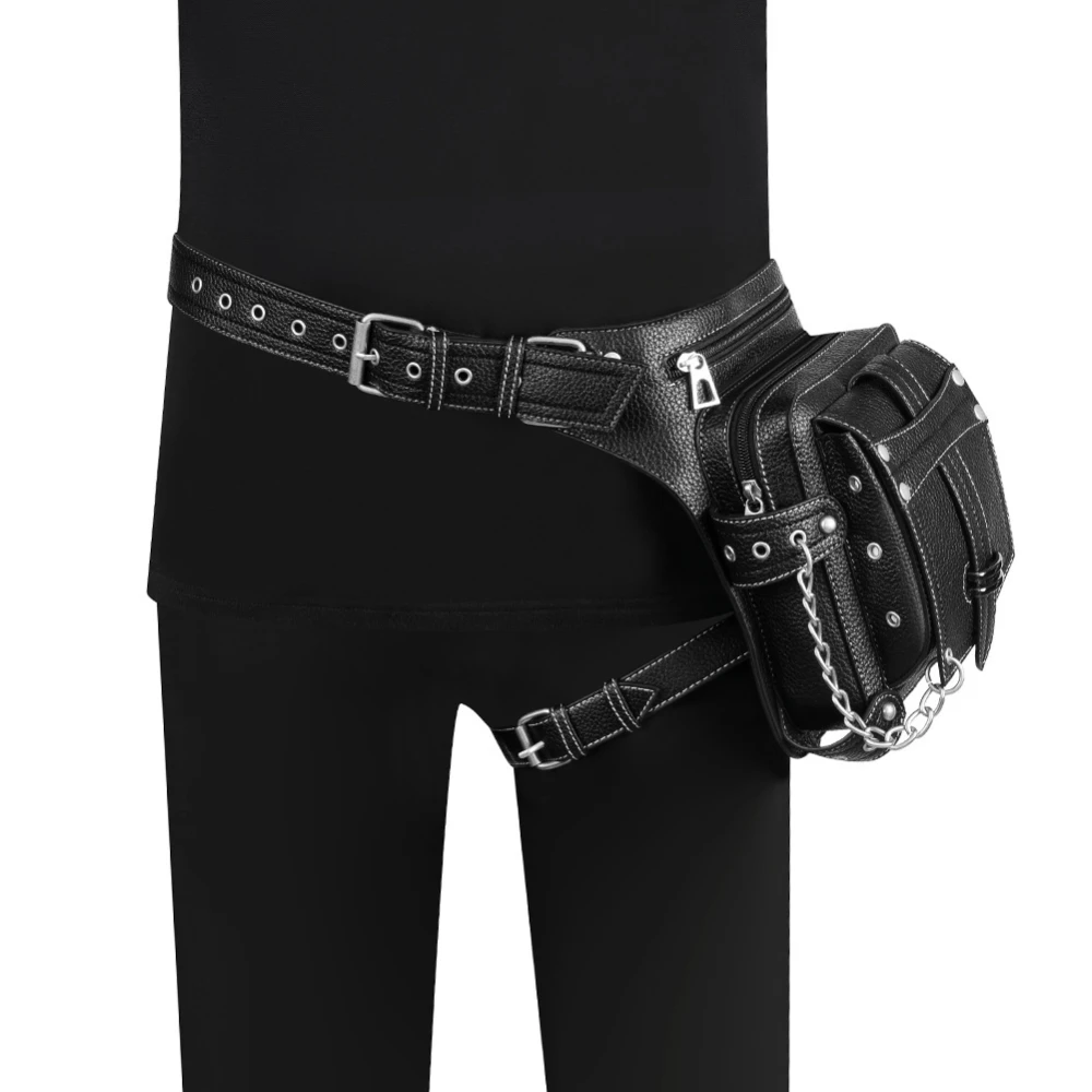 Men\'s Waist Bag / Multi-functional Outdoor Riding Motorcycle Leggings Bag / PU Locomotive Leggings Bag