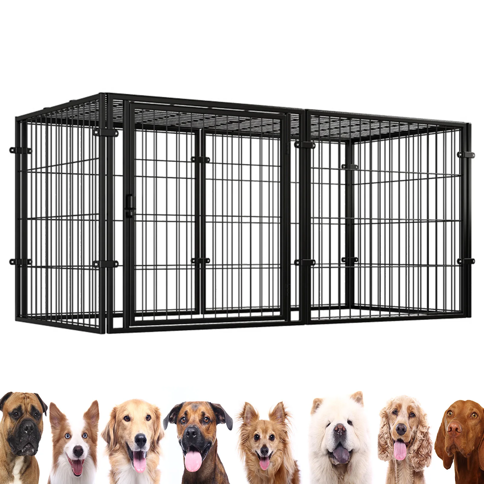 

48 Inch Kennel Cage Easy Assemble Heavy Duty Wire Dog Crates with Door Dogs Cage Kennel Metal Grid for Puppy Cat Rabbit Ferret