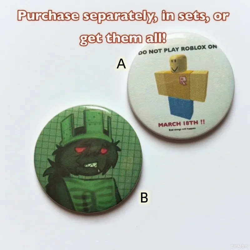 R-oblox MYTH Pin Back Buttons - John Doe, Guest666, 1x1x1x1,Cute cartoon game Character badge