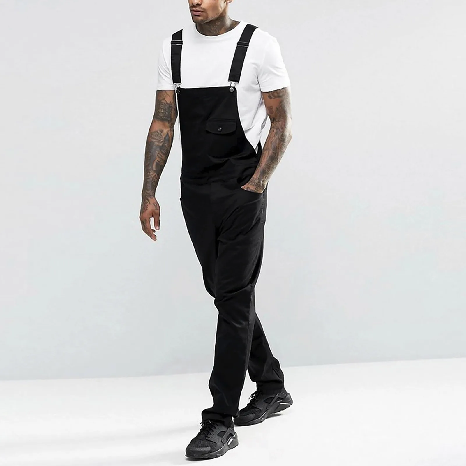 2024 Fashion Men\'s Ripped Jeans Jumpsuits Ankle Length Letter Printing Distressed Denim Bib Overalls For Men Suspender Pants