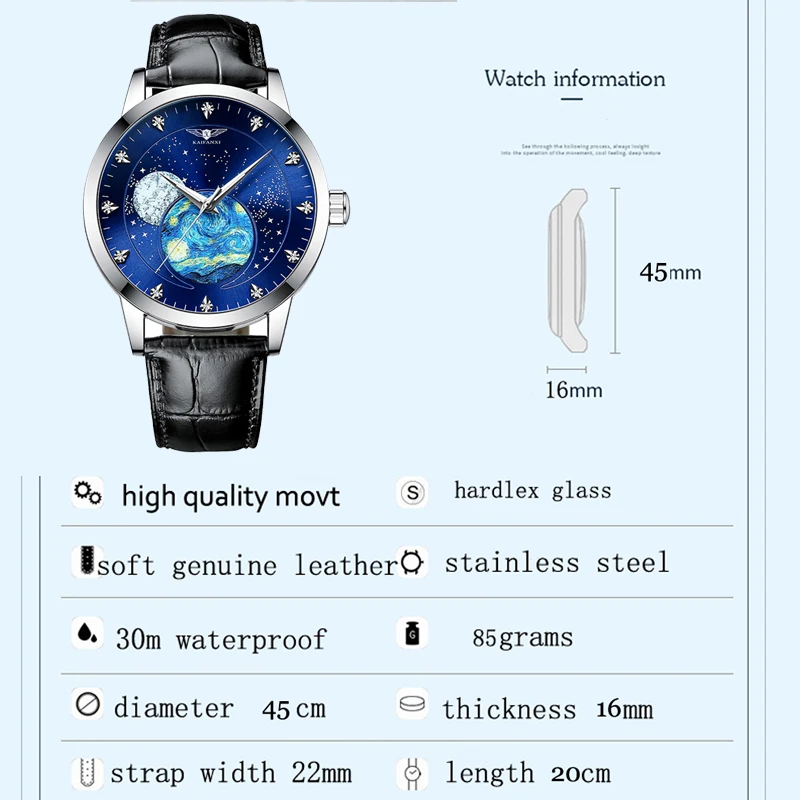 Starry Sky Tourbillon Automatic Watch for Men Luxury Mechanical Mens Watches W/ Iced Out Diamond Waterproof Relogio Masculino