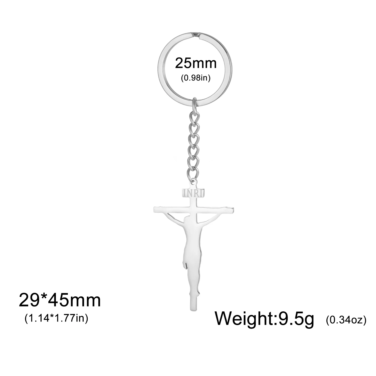 الله INRI الصليب المفاتيح خارق تعويذة المسيح تميمة للمرأة الرجال حلقة رئيسية مجوهرات المسيحية الفولاذ المقاوم للصدأ هدية