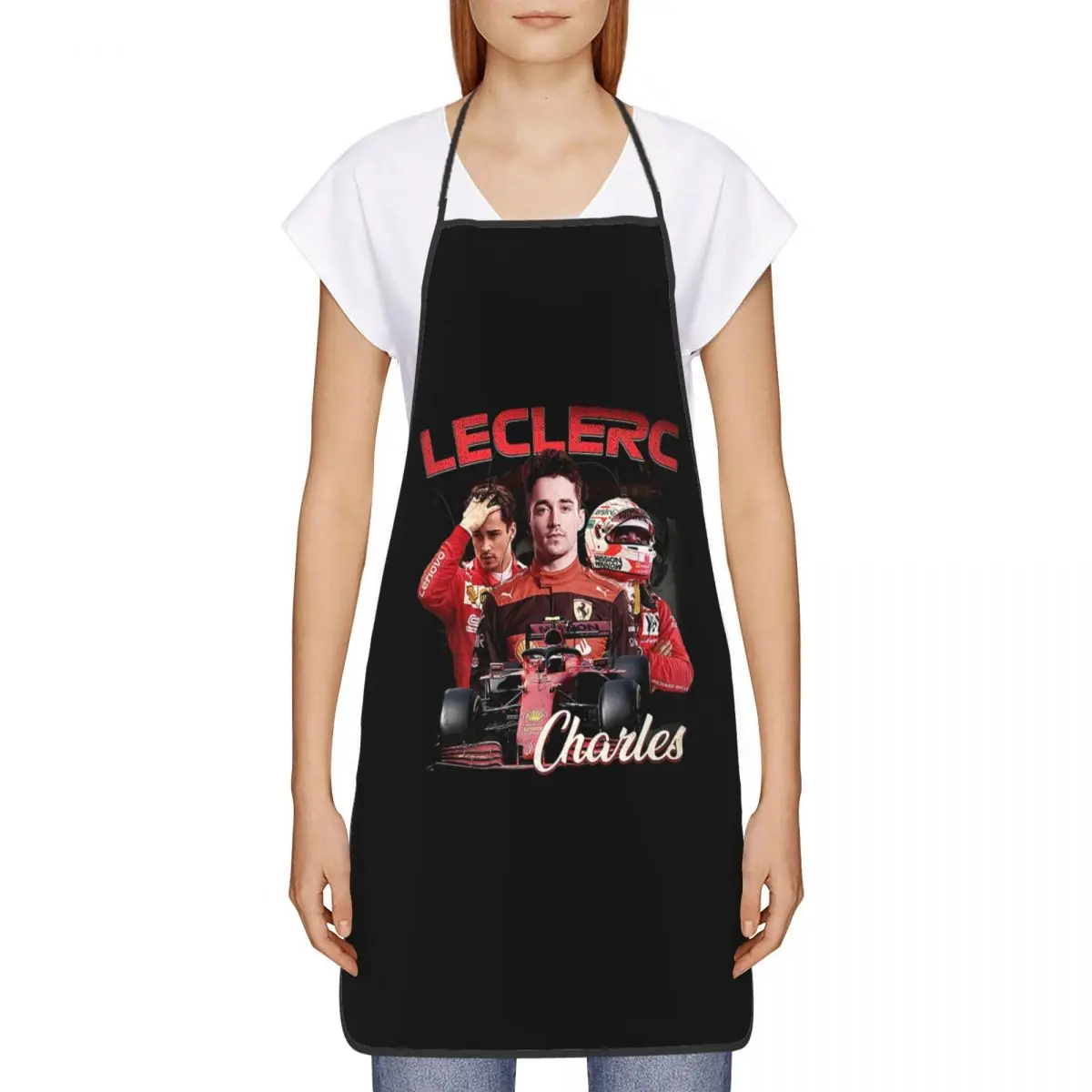 Unisex Formula One Racer Leclerc Charles Bib Apron Adult Women Men Chef Tablier Cuisine for Kitchen Cooking Gardening