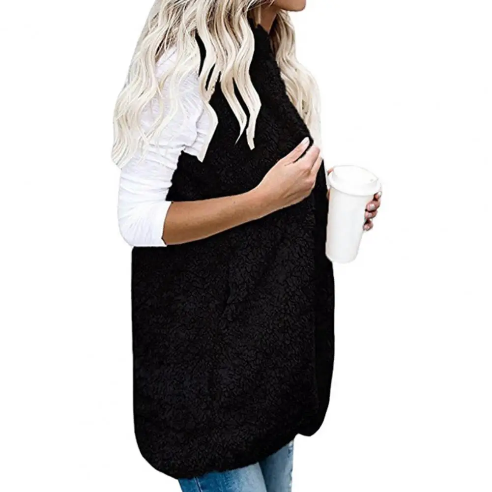 سترة النساء القطيفة معطف بلون جيوب الخريف الشتاء الدافئة الوجهين منفوش سترة سترة هوديي سترة صدرية أبلى