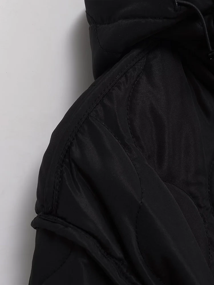 جديد الخريف والشتاء المرأة عارضة الدافئة فضفاضة مقنعين معطف القطن منتصف طول مبطن الماس نمط سترة