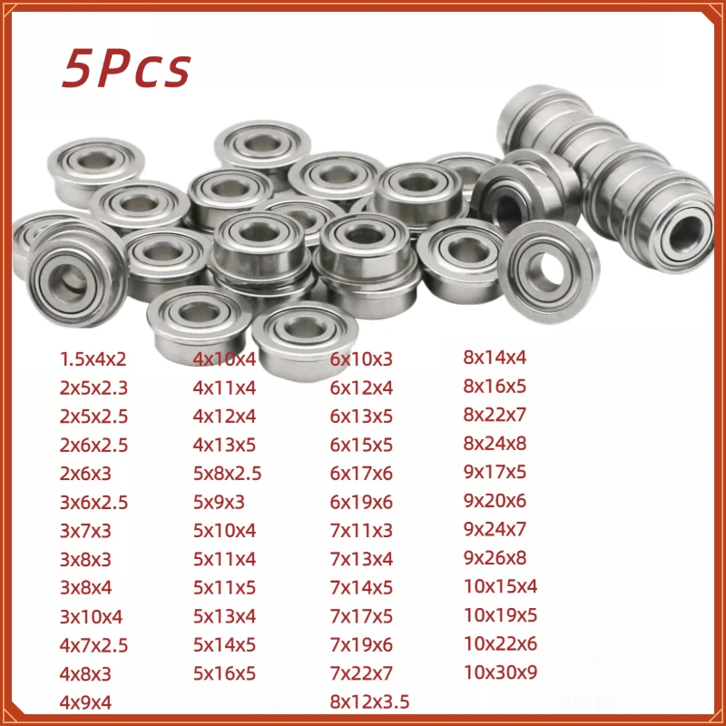 5Pcs Flange Ball Bearings F681x F682 MF63ZZ MF84ZZ MF106ZZ MF128ZZ F6000 F6700ZZ Mini Flanged Deep Groove Ball Bearings