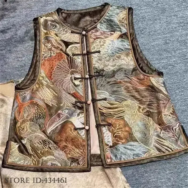 

New Chinese Style Tang Clothes Vest High Quality Heavy Embroidery Women Qipao Tops Traditional Chinese Waistcoat Jacket Outwear