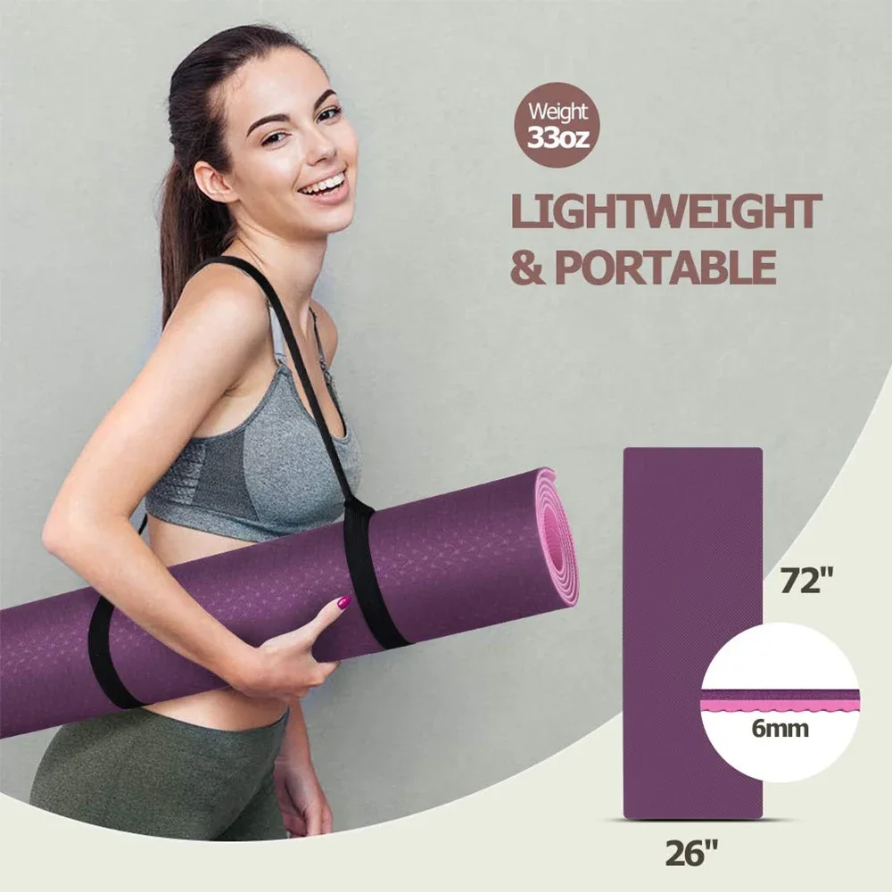 Home Fitness Exercise Equipment Workout Customize Print Eco Friendly Natural Double Layer 6mm Thick Customized TPE Yoga Mat