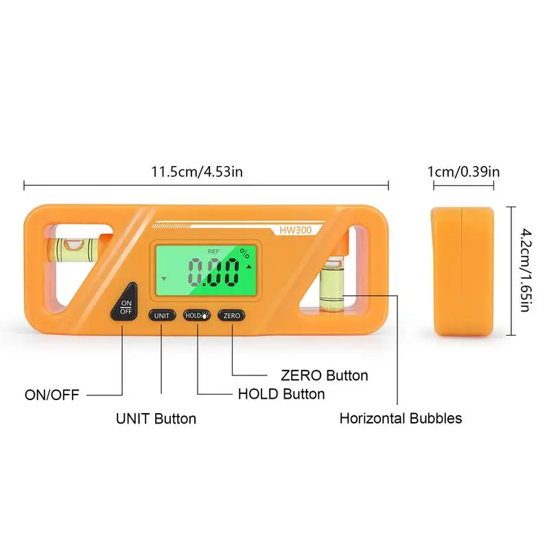 Digital Spirit Level & Protractor Neodymium Magnets Bright LCD Display Horizontal & Vertical Bubble Level for Industry