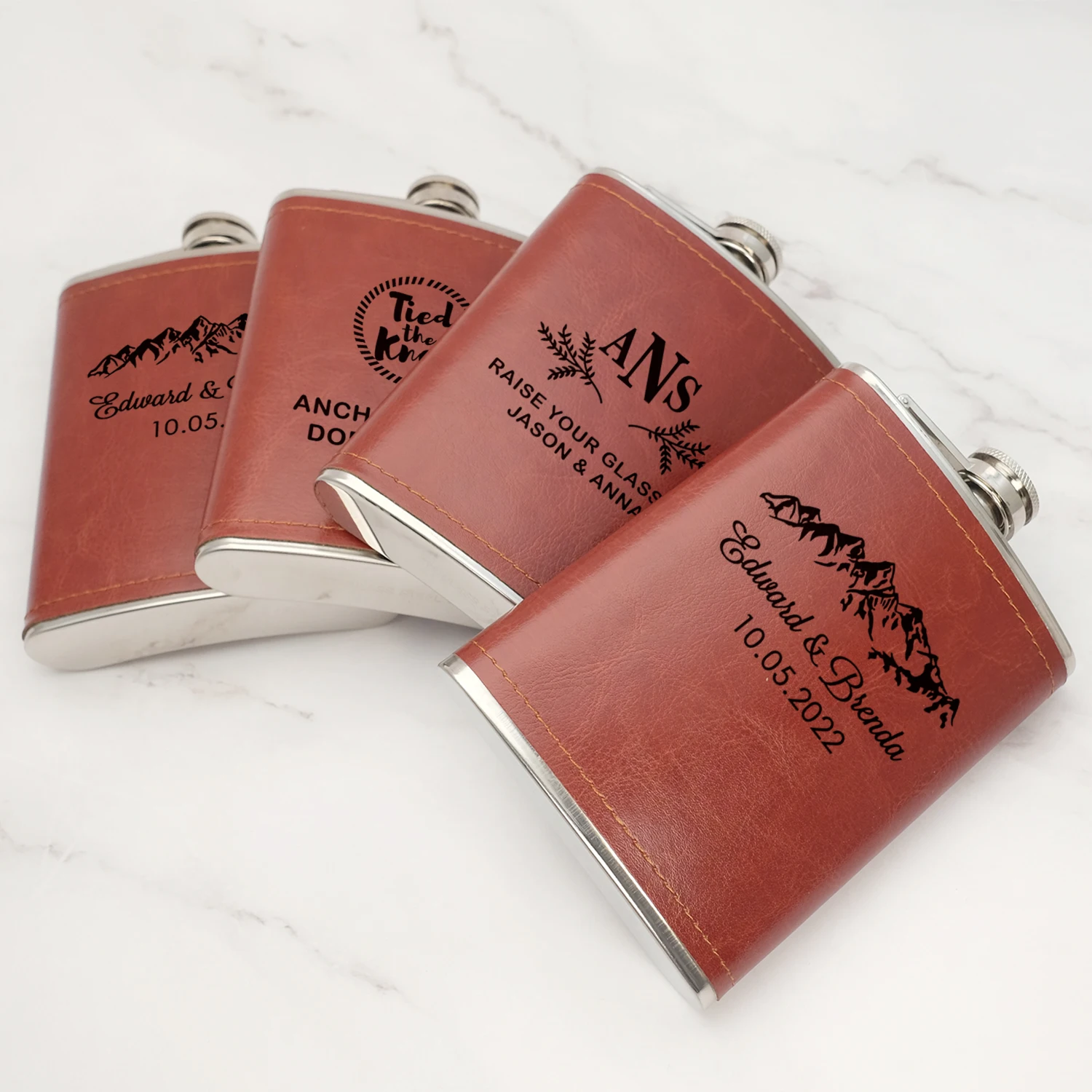 

Engraved Leather Hip Flask, Personalized Hip Flask, Custom Stainless Steel Flask, Wedding Favors, Best Man, Groom Gift Groomsman