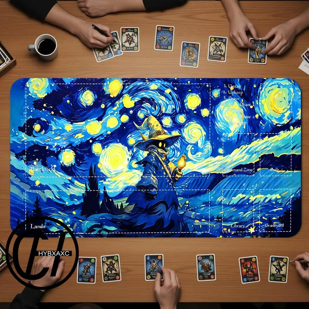 HYBXAXC Mouse Pad Artistic Starry Sky and Wizard MTG Playmat Magic Card Battle Non-Slip Durable Commander playmat tapete mag
