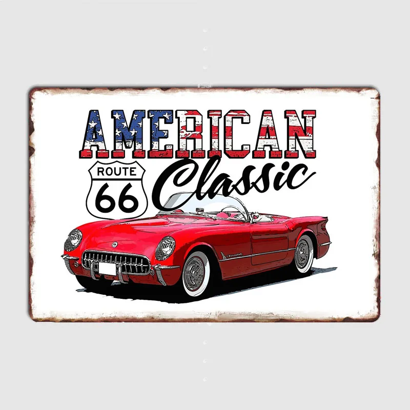 Classic Corvette Red Metal Sign Living Plaques Designing Poster Club Home Cave Classic Tin Sign Room Wall Decor