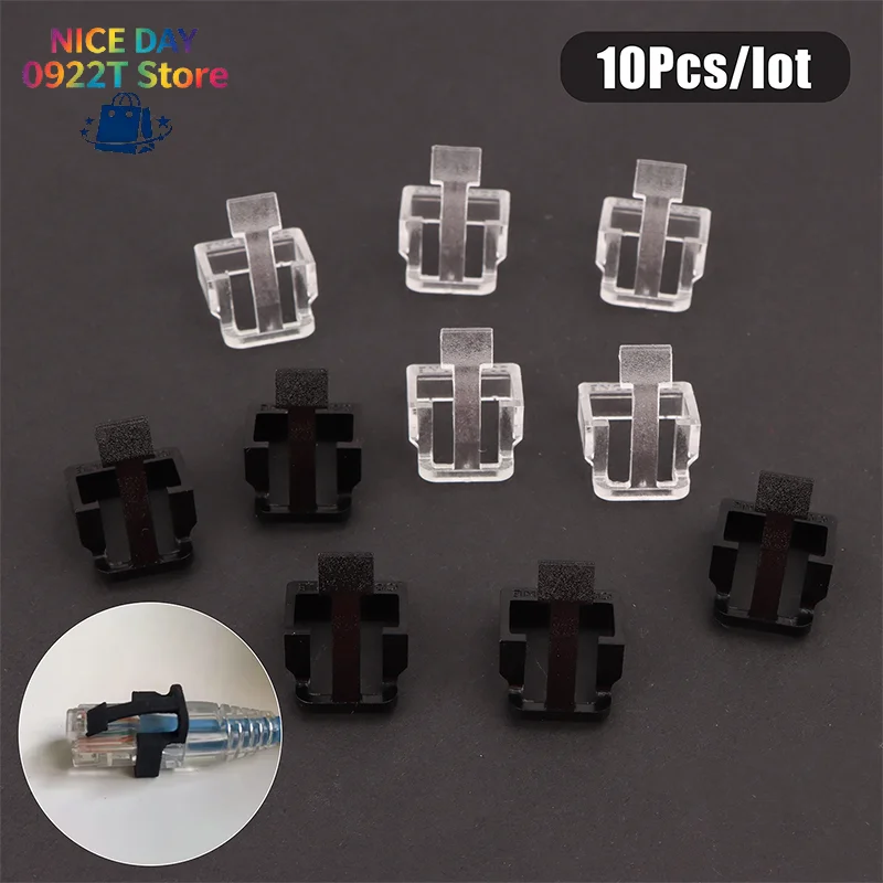 10Pcs Network Cable Crystal Head Buckle Replaceable RJ45 Plug Protective Cover Latch For RJ45 Cable Repaire Parts@#X