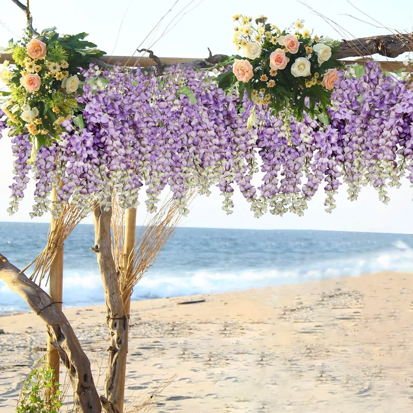 Glyzinien-Kunstblumen, Hängegirlande für Zuhause, Raumdekoration, Party, Vase, Balkon, Hochzeit, Arrangement, Dekoration, künstliche Pflanzen – Detail 3