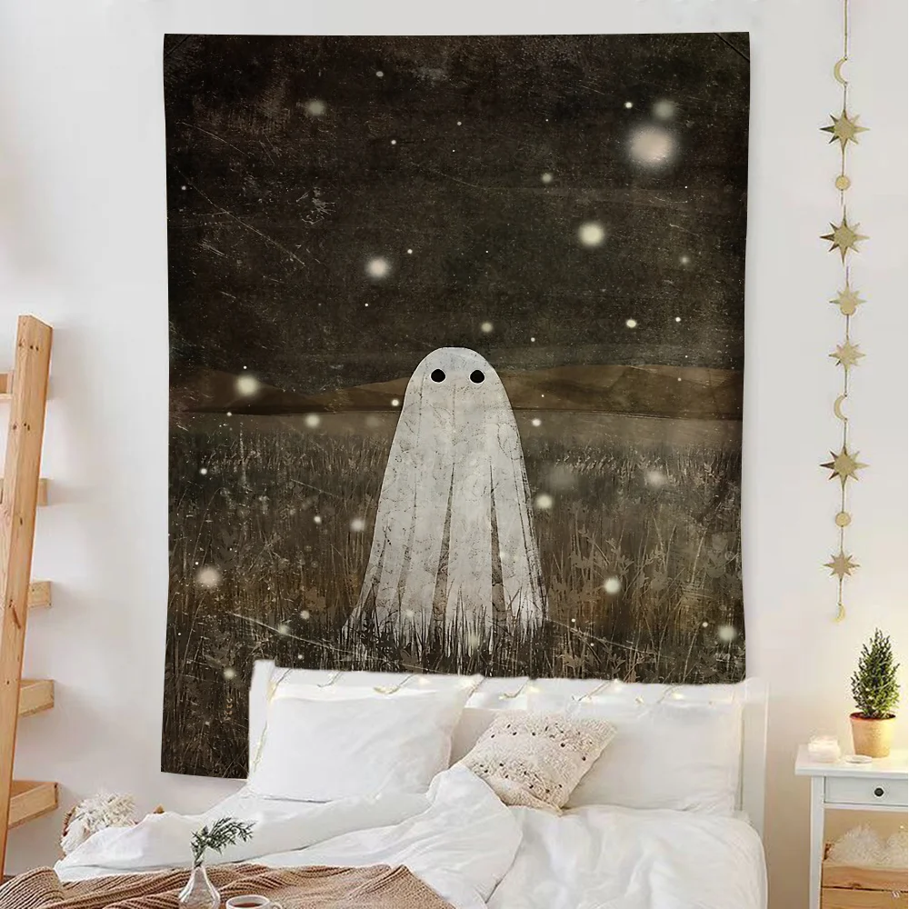 Midnight Conjuration And Spooky Ghost Printed Large Wall Tapestry Hanging Tarot Hippie Wall Rugs Dorm Cheap Hippie Wall Hanging