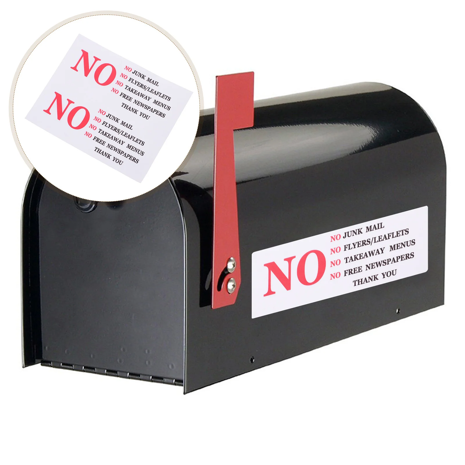 

HOMSFOU 2pcs No Junk Mail Stickers for Mailbox Red PVC Non Adhesive Warning Sign Self Adhesive Quality Decal