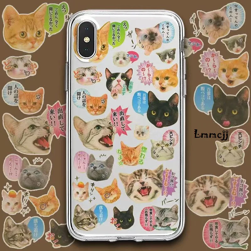 Lmmcjj funda de teléfono con pegatina de gatos para Samsung, A13, A14, A22, A23, A33, A53, A54, Galaxy S21, FE, S22, S23, Ultra Note 20, funda de