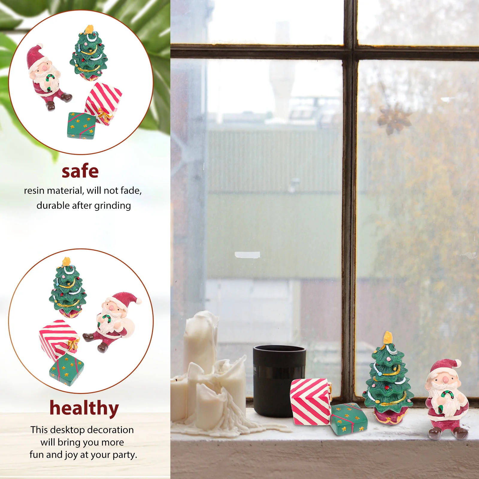 

3Pcs Christmas Resin Desktop Ornament Festive Home Office Decor for Party Shop Window Holiday Decoration Xmas Adornment