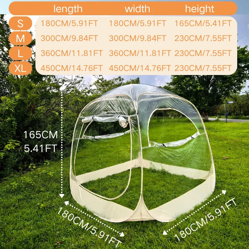 Transparent Bubble Tent Pop Up 4 Person Clear PVC Dome Shelter for Backyard Camping Picnic Beach Outdoor Dining Lounge