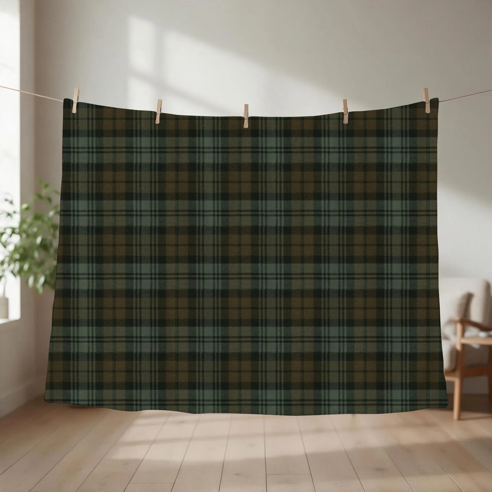 Black Watch Weathered Original Scottish Tartan Throw Blanket couch cozy soft plush fuzzy picnic outdoor blanket