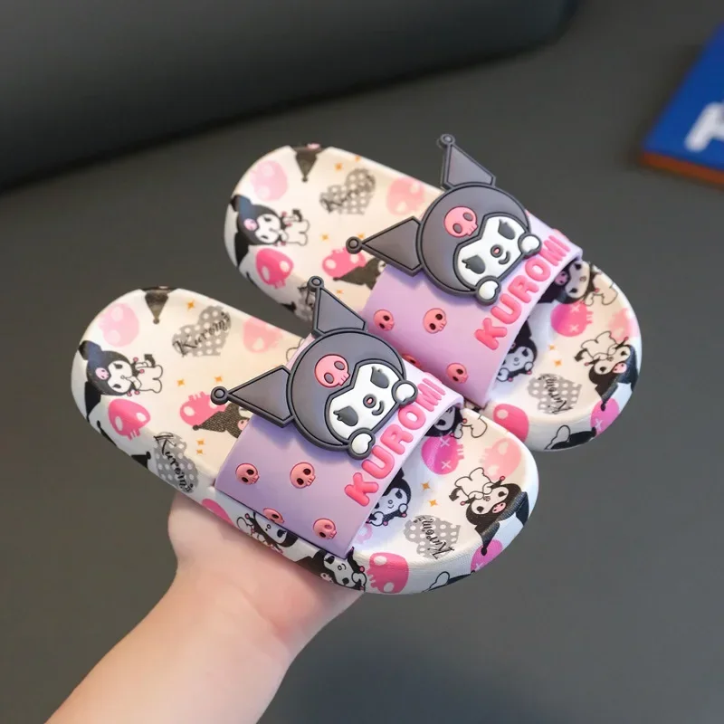 Sanrio Kawaii My Melody Cinnamoroll Kuromi Anime Cartoon Kids Slippers Indoor Beach Sandals Anti-slip Bathroom Footwear Gift