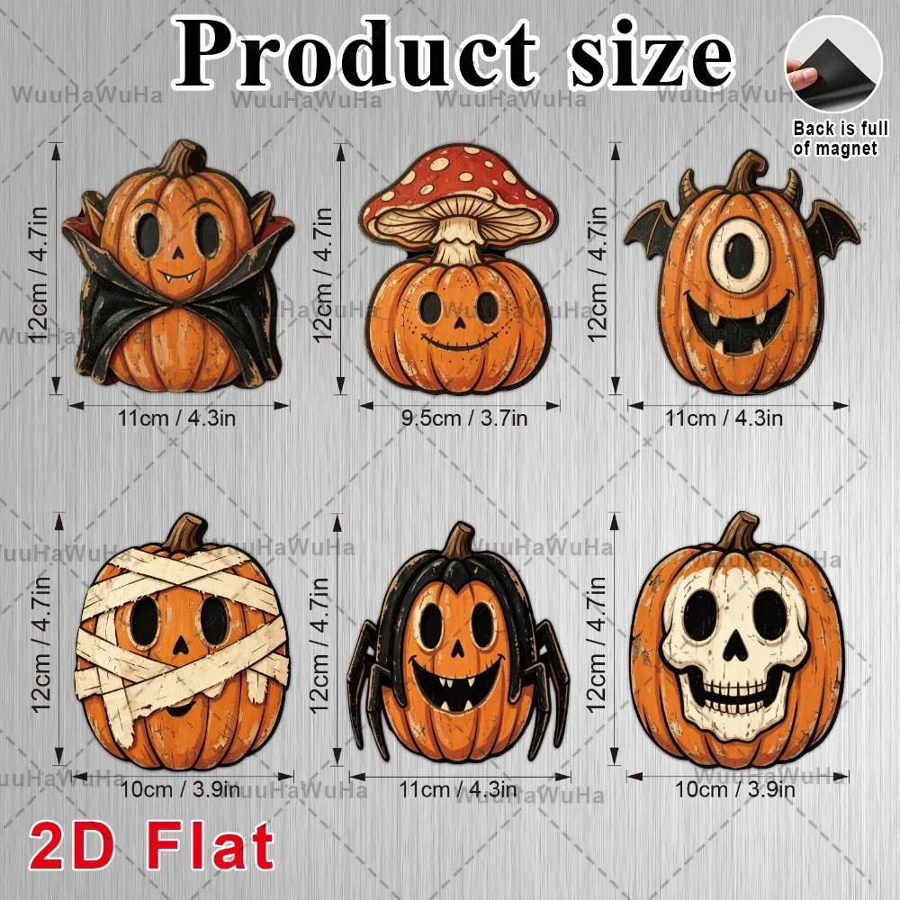 1Set Vintage Halloween Magnetic Stickers, Cute Spooky Pumpkin Decor for Car Fridge Dishwasher Home Party Decor