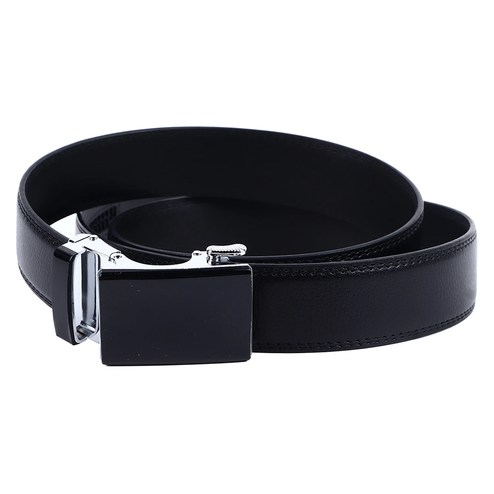 110‑130cm Adjustable Cow Leather Belt Black Automatic Buckle Handmade Mens Belts For Work Business