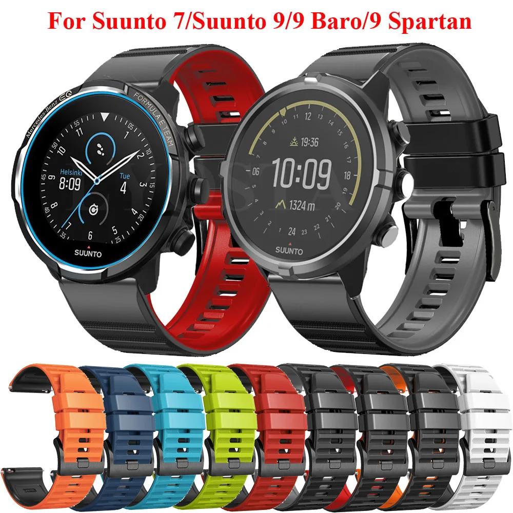 24mm Width Watch Strap For SUUNTO 9 Baro Bands Silicone Wristband For Suunto 7 D5 Spartan Sport Wrist HR Baro Bracelet Watchband