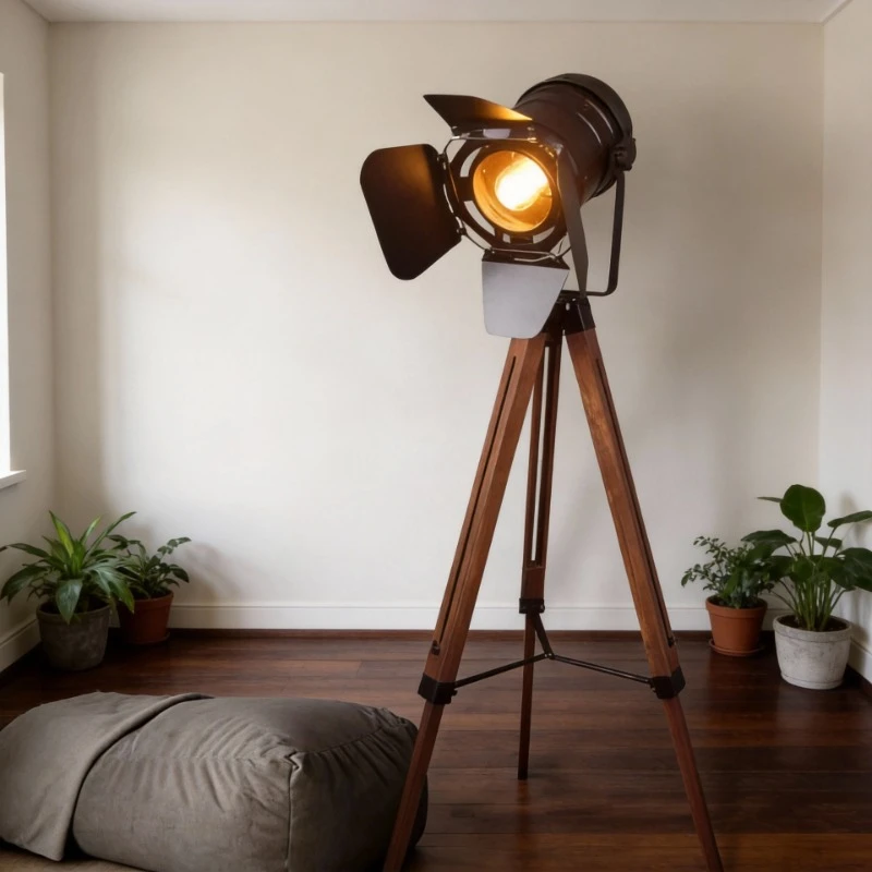 

Напольный светодиодный светильник SANDYHA в американском ретро-стиле из массива дерева, креативный, простой, в индустриальном стиле, с пультом ДУ, для спальни и гостиной