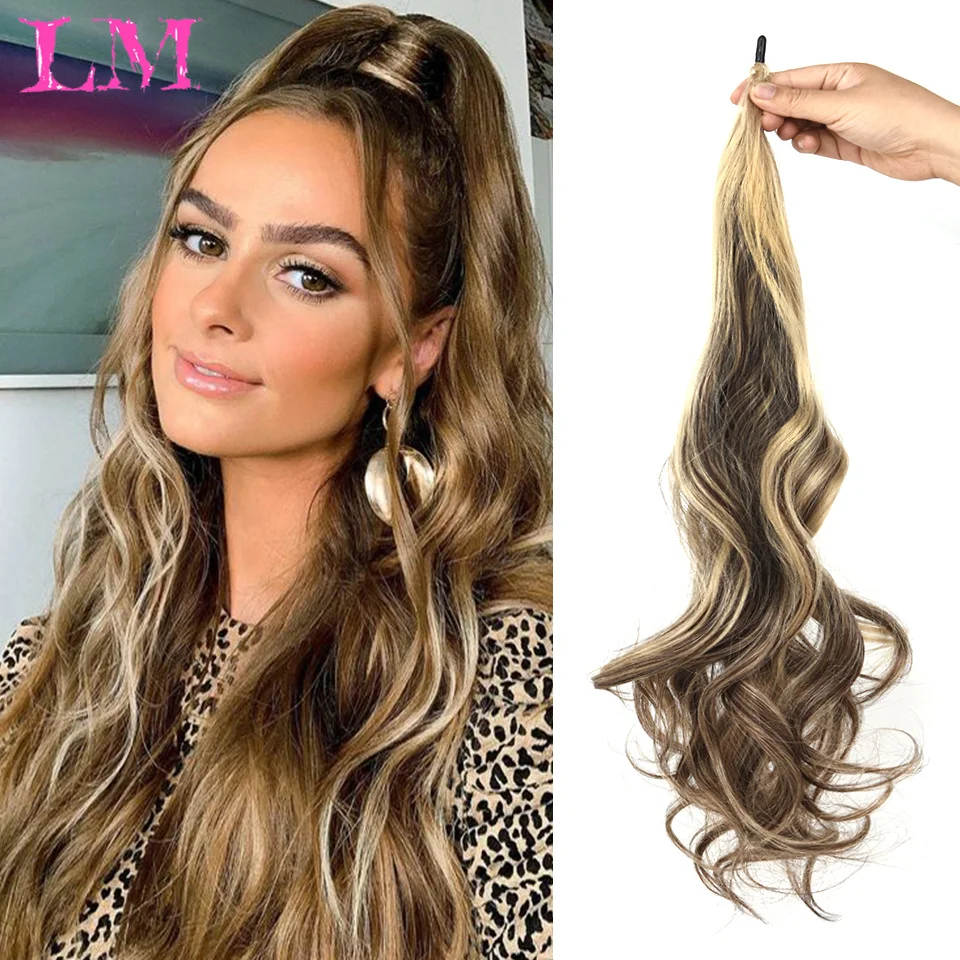 

LM Ponytail Extension Flexible Wrap Around Ponytail Hair Extensions Long Curly Synthetic Ponytail Wavy Pretty Hair Ponytails