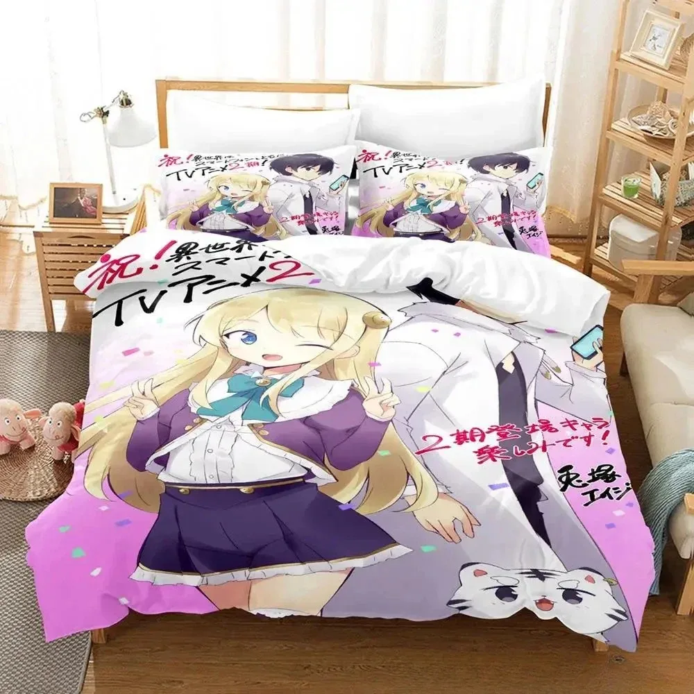 

In Another World with My Smartphone Bedding Set Single Twin Full Queen King Size Bed Set Adult Kid Bedroom Duvetcover Sets Anime