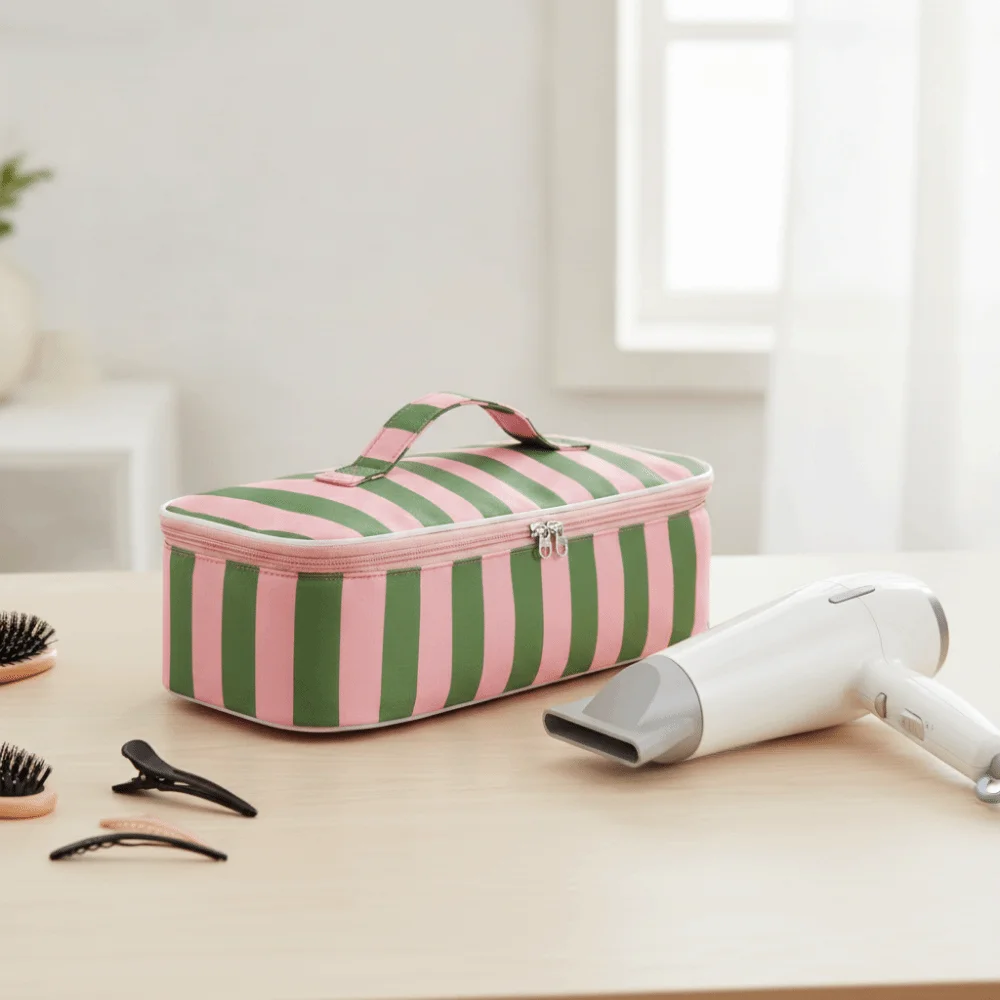 Soft Hair Dryer Storage Bag Dustproof Large Capacity Curling Iron Carrying Case Zipper Closure Heat Resistant