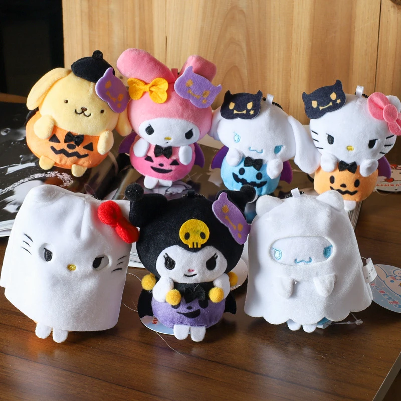 

MINISO кукла на Хэллоуин Cinnamoroll Kuromi Kawaii призрак плюшевая игрушка ключ кулон сумка аксессуары подарки на день рождения игрушки на Хэллоуин