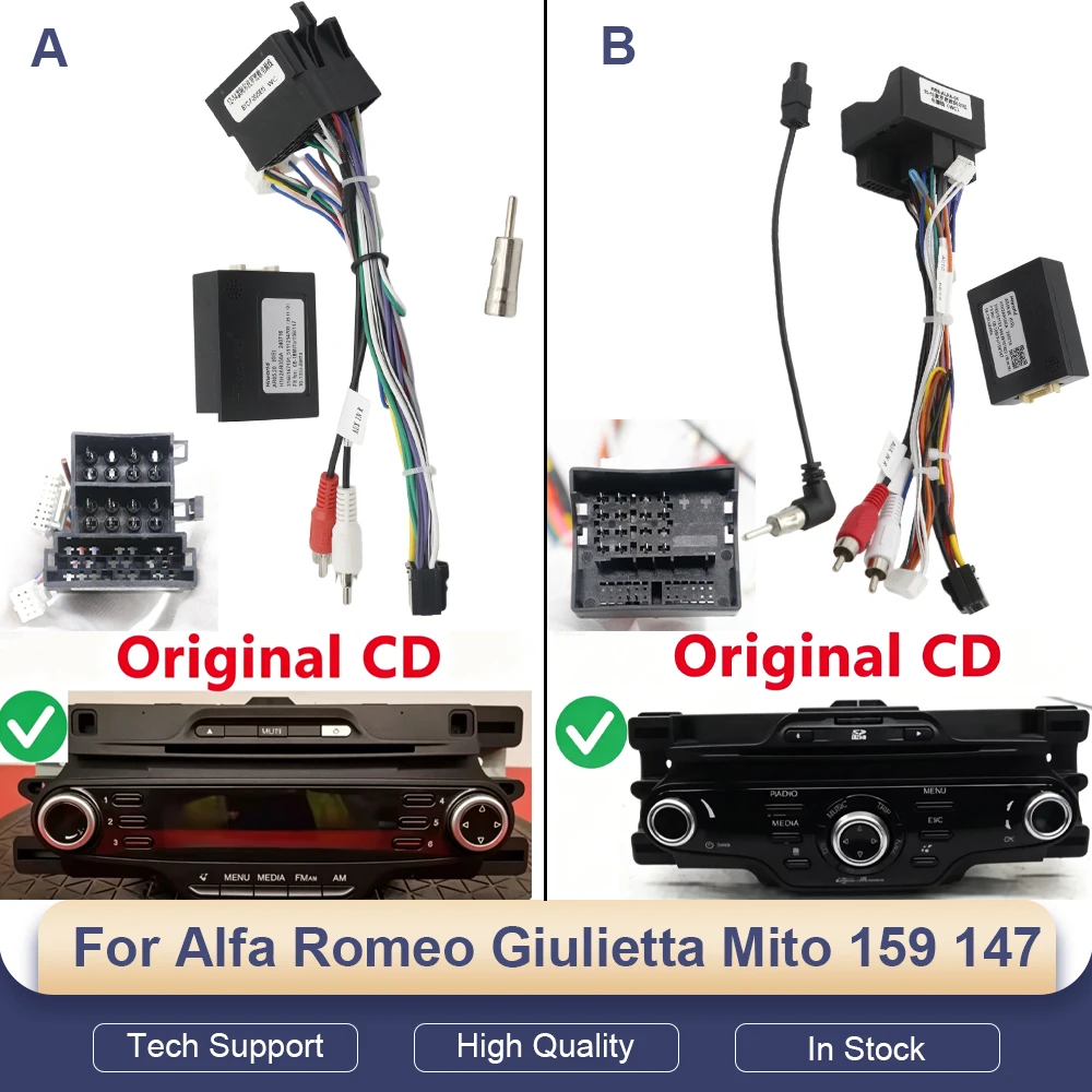16 Pin CANBUS Harness For Alfa Romeo Giulietta MiTo 159 147 Radio Adapter Decoder Kit