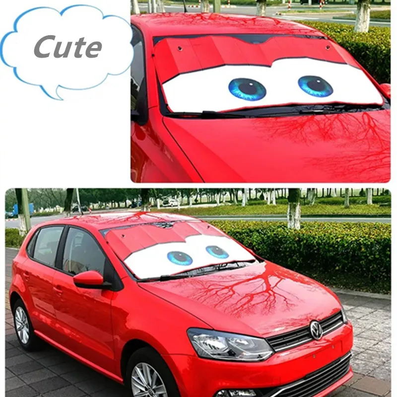 Cartoon Big Eyes Car Windshield Sunshade, Guarda-chuva para proteção solar, Pano de isolamento térmico, Front Shading, Car Goods, Bonito