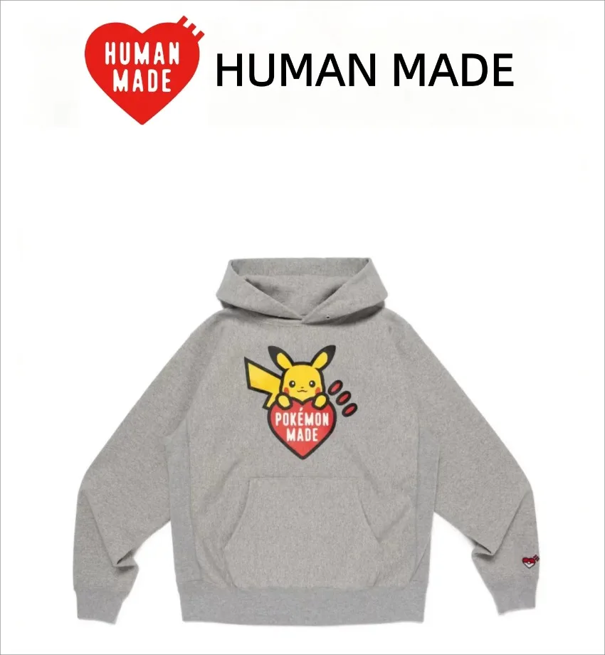 HUMAN MADE Collab Heavyweight Hoodie Unisex Loose Couple Graphic Print Streetwear Trendy Top