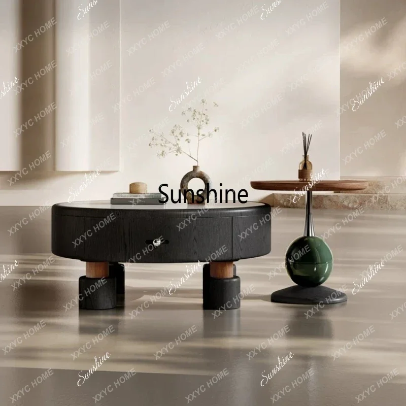 minimalist microcrystalline stone coffee table living room advanced storage round coffee table