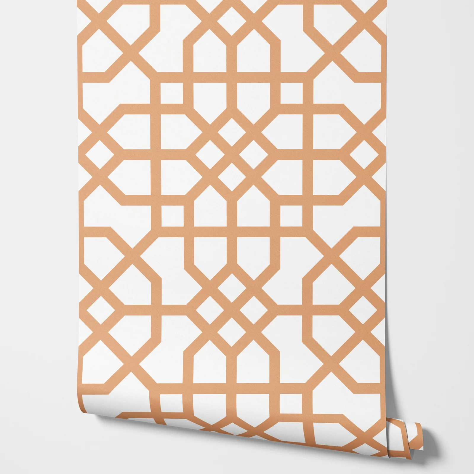 Moroccan Geometric Lattice Peel and Stick Wallpaper,Carame Trellis Wall Mural For Living Room Decor,Self-adhesive Or Traditional