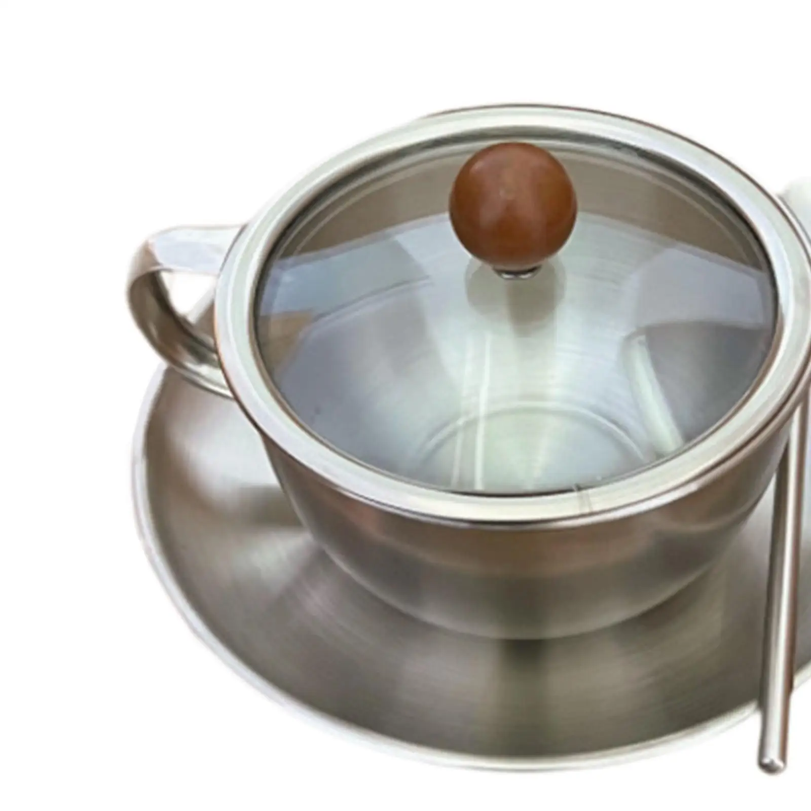 فنجان قهوة من الفولاذ المقاوم للصدأ مع مجموعة غطاء متعددة الأغراض 300 مللي هدايا عائلية بار أكواب قهوة محمولة بجدار مزدوج مع صحن