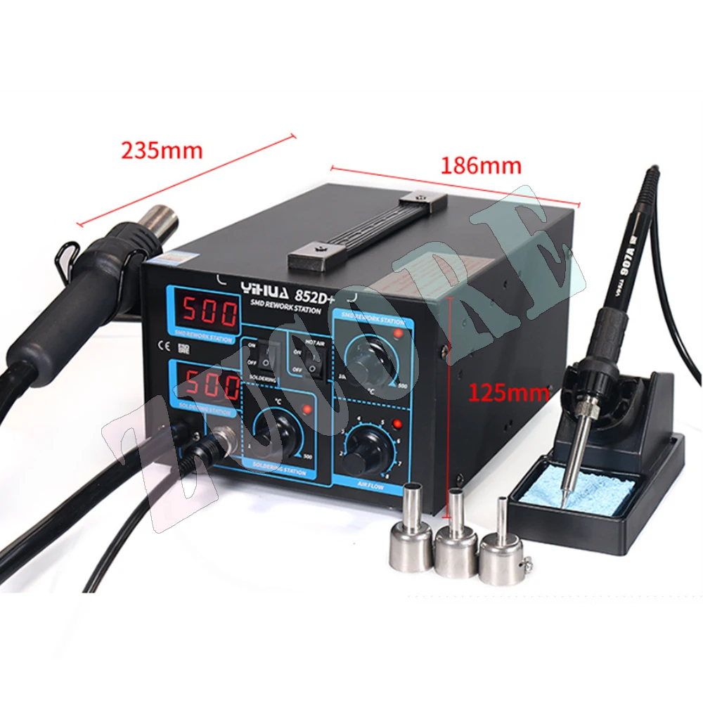 YIHUA 852D+Pump Air Flow Adjustable Hot Air With Soldering Soldering Station 2 in1 hot  desoldering station