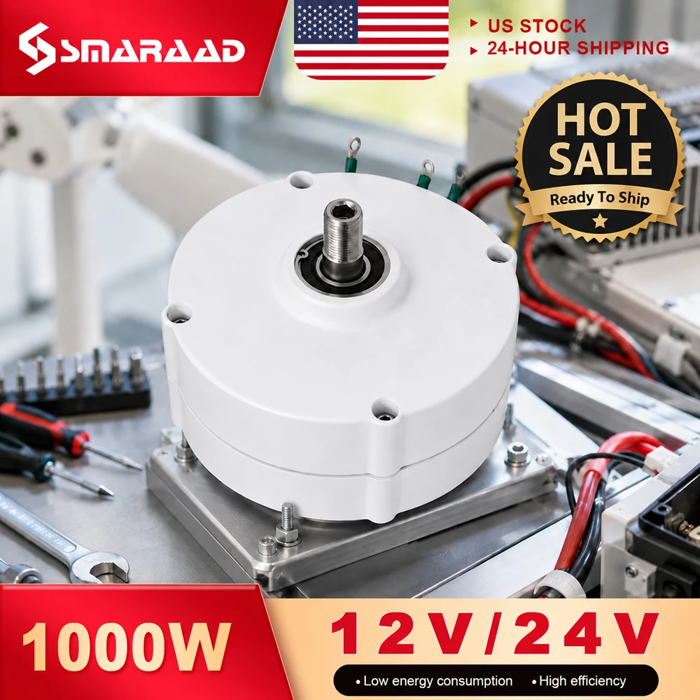 Promotion US Delivery 1000W Gearless Permanent Magnet Generator Turbine Low-Speed 12V 24V For Water and Wind Power Household