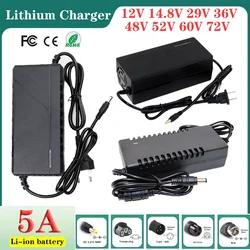 12V 14.8V 29V 36V 48V 52V 60V 72V 5A Lithium Battery Charger For 12.6V 16.8V 29.4V 42V 54.6V 58.8V 67.2V 84V Cells Fast charging