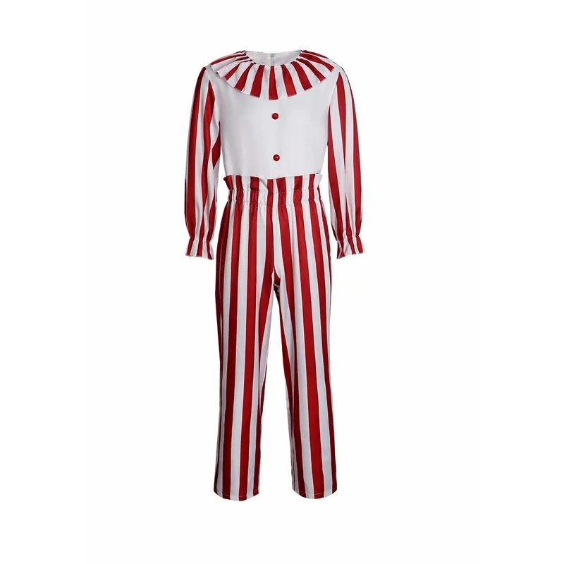 Adulto en un traje de campo de maíz disfraz de Halloween película de mascota de Baypen a rayas Frendo el payaso hombres Cosplay disfraz de Navidad 5ftu ^