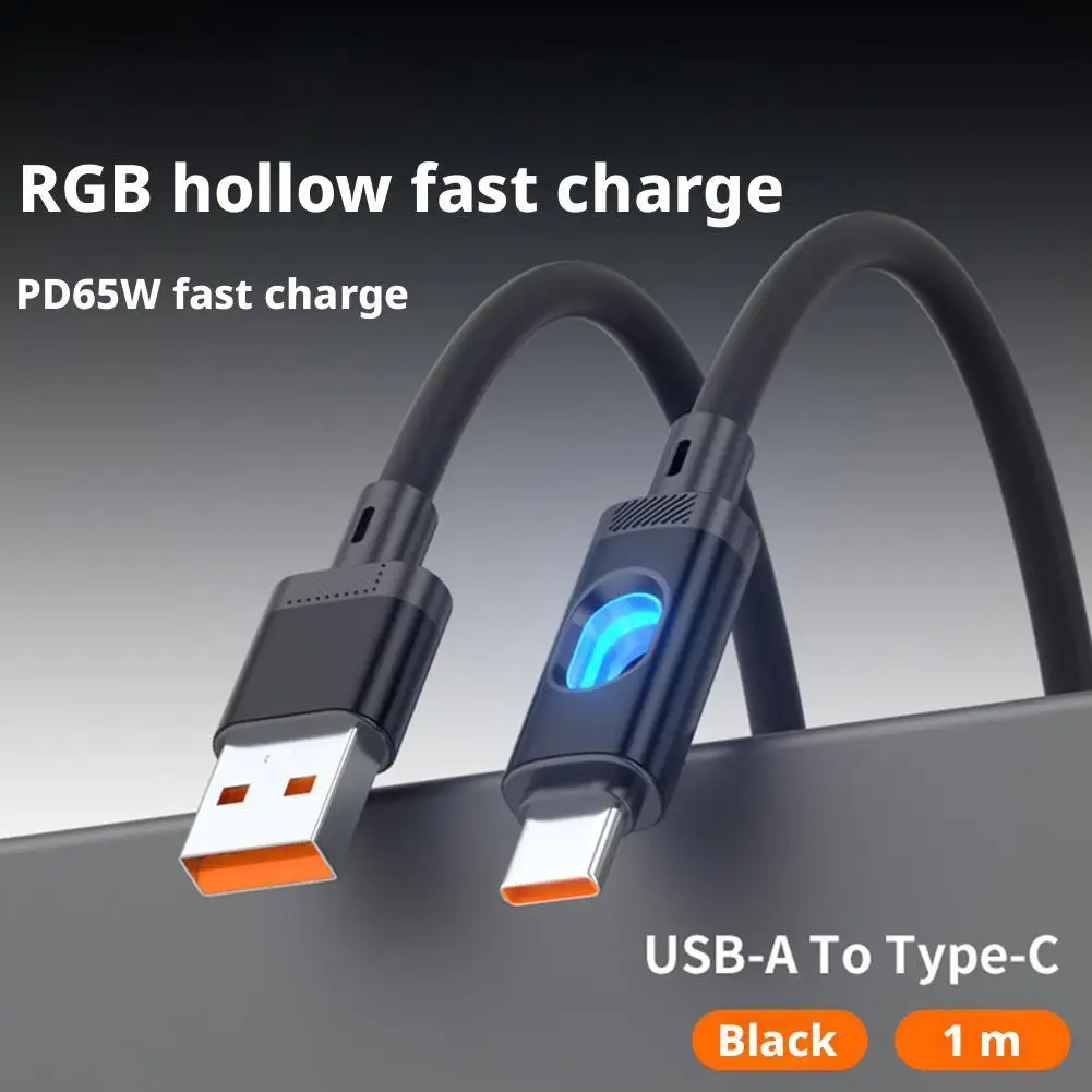 PD 60W كابل شحن سريع USB إلى نوع C RGB سلك بيانات آيفون ملحقات الهاتف المحمول كابلات الشحن